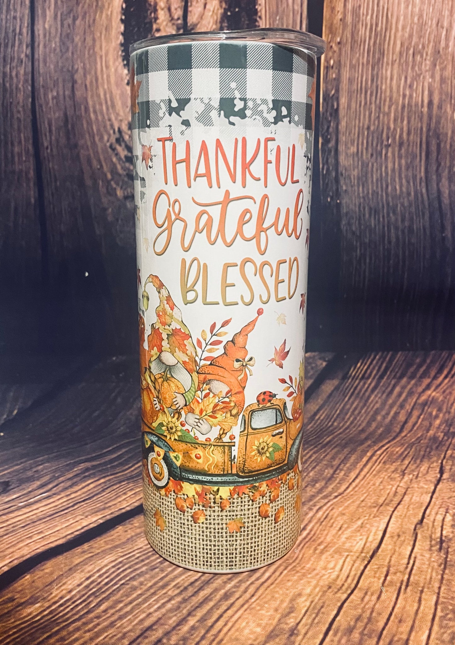 Thankful Gnomes tumbler