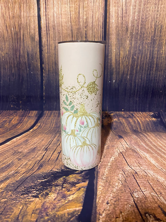 Soft Pink/Gold Pumpkin tumbler