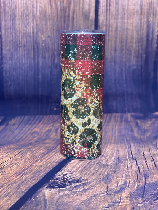 Leopard & Plaid tumbler