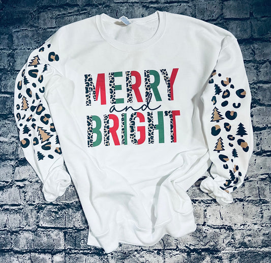 Merry & Bright leopard sweatshirt