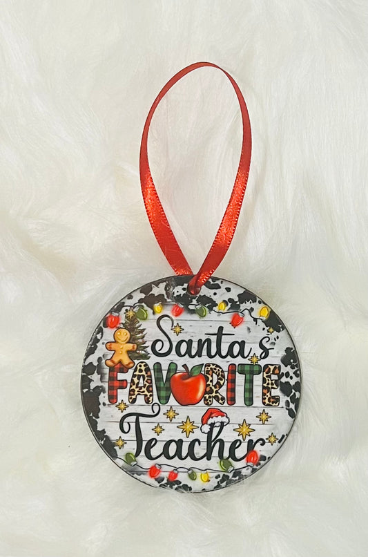 Santa’s favorite teacher ornament