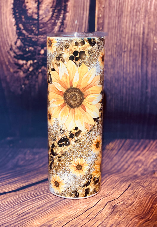 Sunflower Leopard tumbler