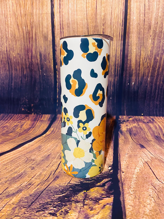 Fall Floral Leopard tumbler