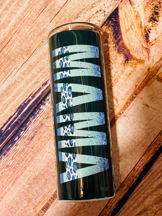 Teal leopard Mama tumbler