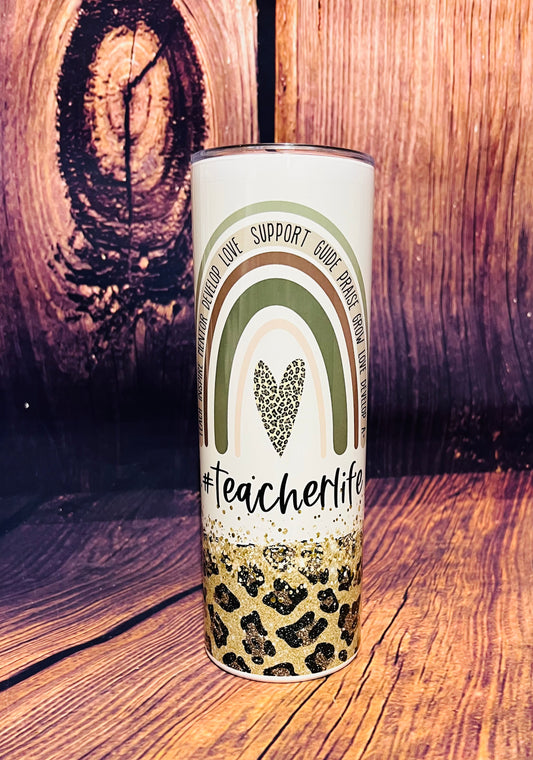 Leopard Rainbow Teacher tumbler